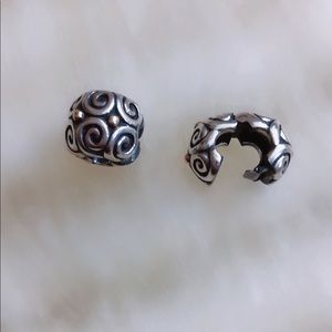Pandora clips charms silver and 14k yellow gold